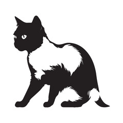 Cat silhouette against a white background. Ideal for pet themed design