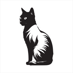 Cat silhouette against a white background. Ideal for pet themed design