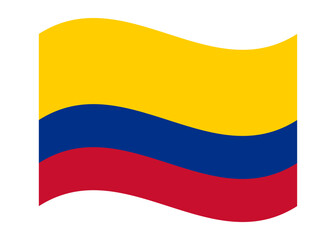 Wavy flag of Colombia, isolated on transparent background. Flag of the Republic of Colombia. Vector illustration