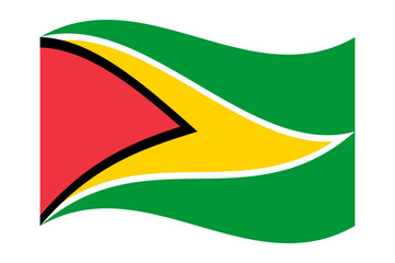 Wavy flag of Guyana, isolated on transparent background. Flag of the Co-operative Republic of Guyana. Vector illustration