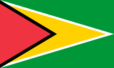 The official national flag of Guyana. Flag of the Co-operative Republic of Guyana. Correct proportions and colors. Vector illustration