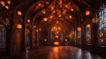 Obraz premium Spooky Cliffside Halloween Castle