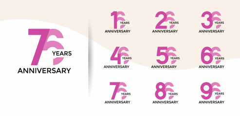 anniversary logo style set with purple color can be use for celebration moment