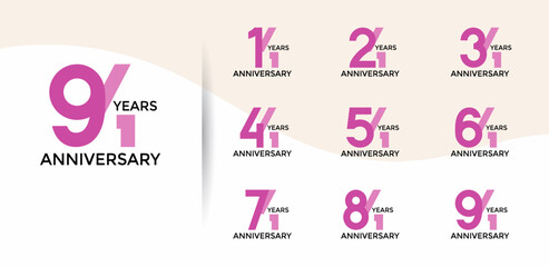 anniversary logo style set with purple color can be use for celebration moment