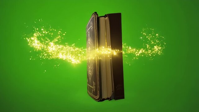 A hushed whisper seems to emanate from the spell book inviting the reader to delve deeper into its secrets. Green screen chromakey