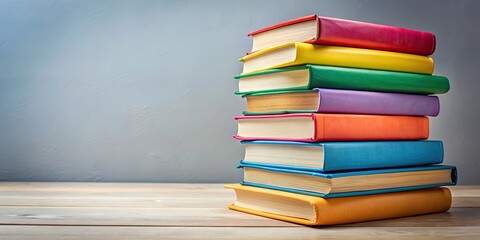 Fototapeta premium Elegantly stacked colorful book pile , books, colorful, elegant, aesthetic, literature, education, library, reading