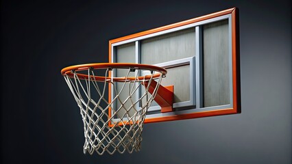 Naklejka premium Realistic depiction of a basketball hoop with the net swaying to the right, basketball, hoop, net, realistic, sports, game