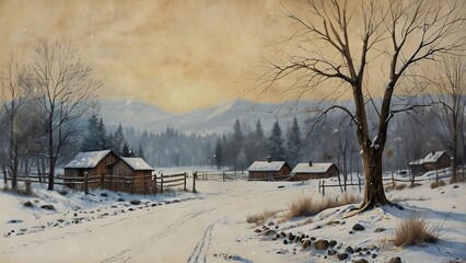 winter landscape in the village
Generative AI