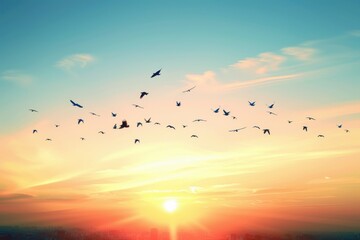Obraz premium sunset with birds