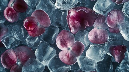 Frozen Flower Petals in Ice