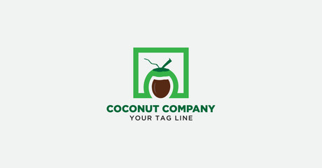 Simple coconut company logo vector