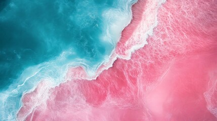 Obraz premium Aerial view of blue and pink ocean