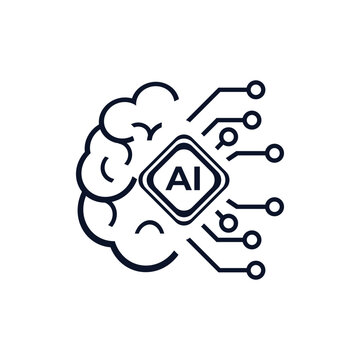 AI (artificial intelligence) icon. processor chip vector icon symbol for graphic design, logo, web site, social media. vector line icons set, editable stroke isolated on white, linear vector outline