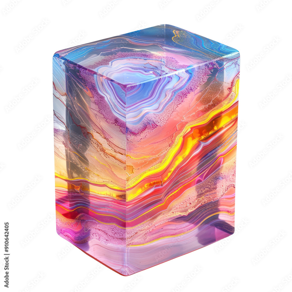 Poster a stunning abstract block with vibrant colors and swirling patterns, perfect for modern design and a