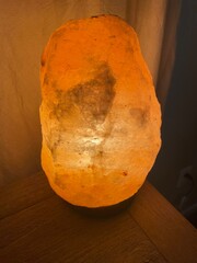 Pink salt lamp turned on