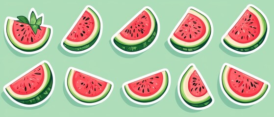 Adorable summer watermelon slice sticker collection.