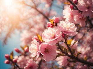 Naklejka premium Spring blossom background Beautiful nature scene with sakura flower
