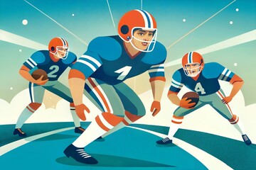 american football team team in action vector illustration