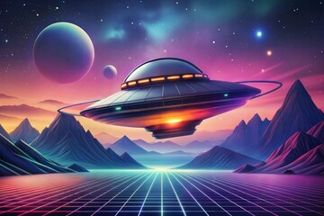 futuristic background with a ufo
