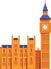 The palace of westminster with the famous big ben clock tower, a landmark of london and england