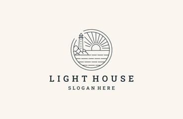 Lighthouse logo. Line icon. Maritime tower logo Vector illustration