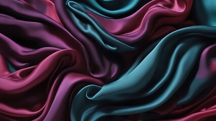 Fototapeta premium Flowing Fabric: Silk fabric captured mid-movement, creating fluid, flowing shapes that suggest motion and grace, with rich, deep colors.