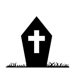 Obraz premium Gravestone silhouette isolated on transparent background. Vector illustration