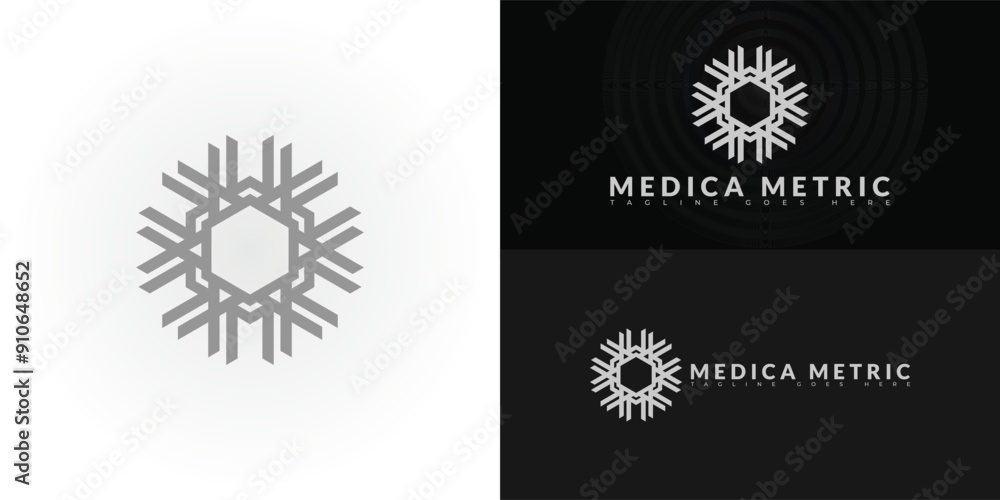 Poster abstract spiral initial letter m or mm in grey color isolated on multiple background colors. the log