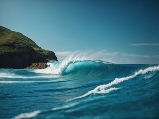 blue background with wave ocean