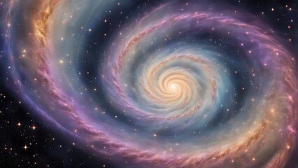 Galactic Swirls: Abstract representation of galaxies, with stars and cosmic dust flowing in spirals, creating a sense of vastness and motion.