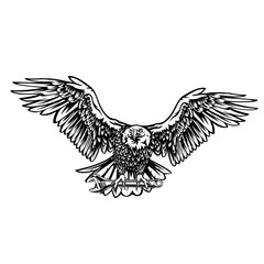 Fototapeta premium Eagle with Wrench Mechanic | Golden Eagle | Flying Predator | Flying Claw | Bald Eagle | Flying Eagle | Eagle | Flying Animal Bird | Original Illustration | Vector and Clipart | Cutfile and Stencil