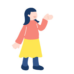 手のひらを上に向けて空を見上げる女性のフラットなイラスト