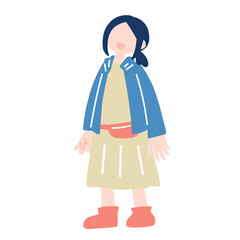 立って上を見上げる女性のフラットなイラスト