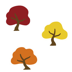 紅葉した木々のフラットなイラスト