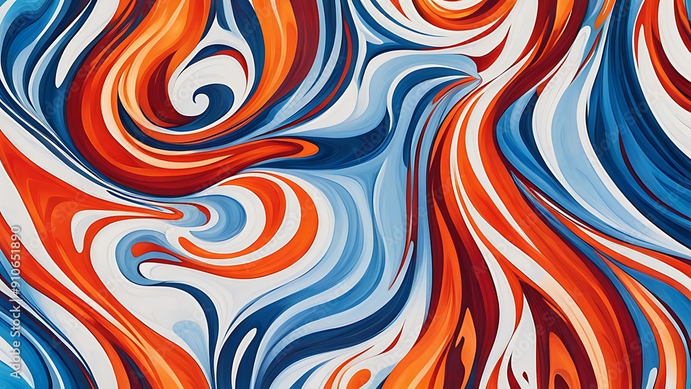 Poster fire and ice: flowing patterns that blend the elements of fire and ice, with vibrant oranges and red