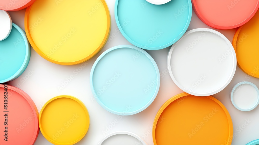Poster vibrant and colorful circles arranged artistically, creating a playful and modern background suitabl