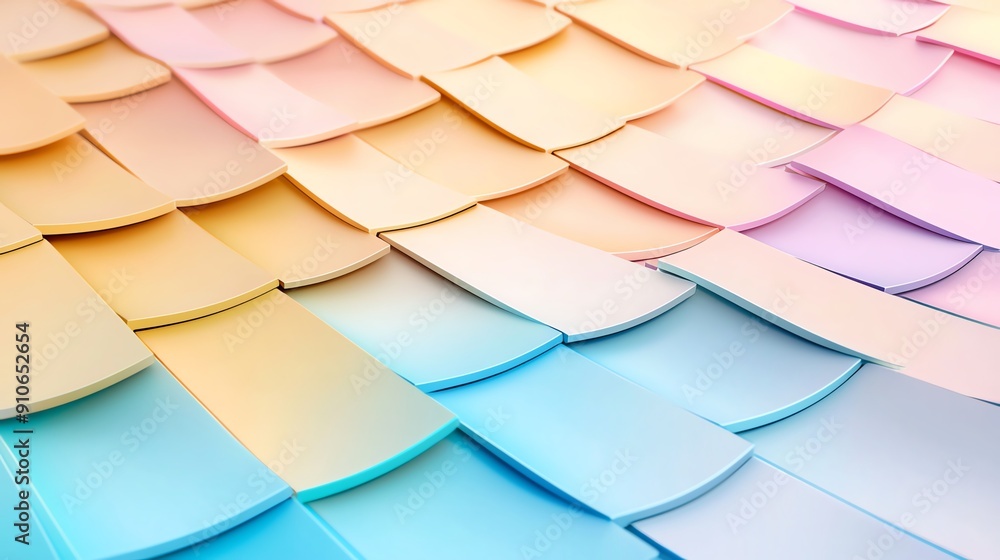 Poster a vibrant, colorful pattern of overlapping scales in pastel shades, creating a soothing visual textu