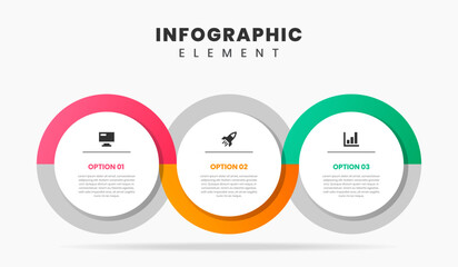 Vector Graphic of Infographic Element Design Templates with Icons and 3 Options or Steps. Suitable for Process Diagram, Presentations, Workflow Layout, Banner, Flow Chart, Infographic.