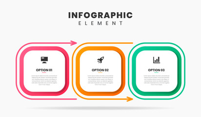 Vector Graphic of Infographic Element Design Templates with Icons and 3 Options or Steps. Suitable for Process Diagram, Presentations, Workflow Layout, Banner, Flow Chart, Infographic.