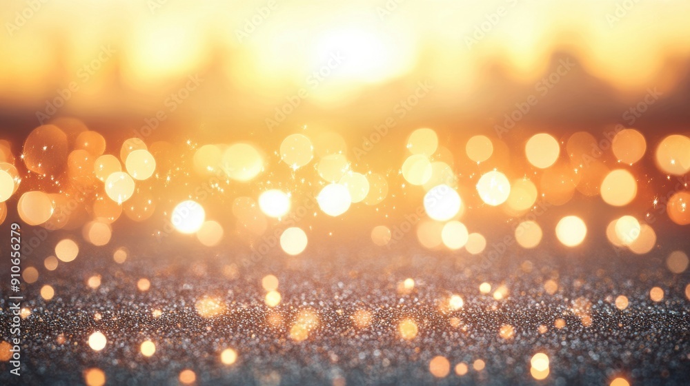 Poster shimmering golden bokeh lights create a dreamy atmosphere against a sparkling backdrop.