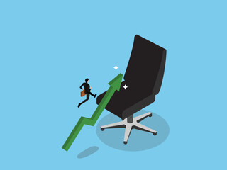 Businessman is being promoted. Success of company employees 3d isometric vector illustration