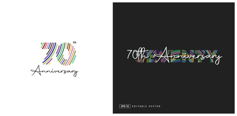 70th Anniversary Logo Design, Editable Vector Template.