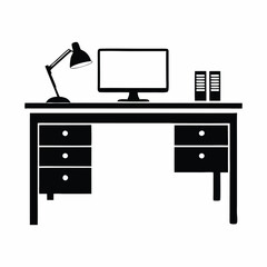 office desk vector silhouette icon for design