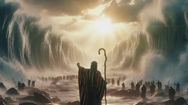 Bliblical Video illustration of Prophet Moses and the Israelites crossing the Red Sea.