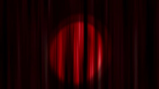 Opening red wavy curtain with spotlight motion animation green screen background