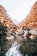 Wadi Shab, Canyon, valley, oasis with blue waters to swim close to Muscat Oman