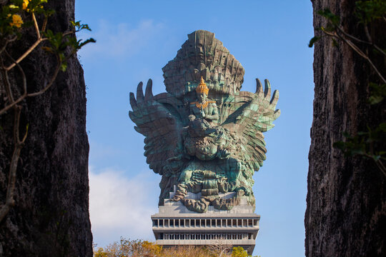 Garuda Wisnu Kencana (GWK) statue, one of the tallest statues in the world depicts Lord Vishnu riding the Garuda bird in Hindu mythology. Located in the tourist area of ​​Bali, Indonesia.