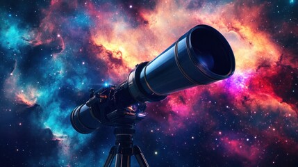Telescope Pointing at a Colorful Nebula