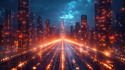 Fototapeta premium Futuristic Cityscape with glowing Lights