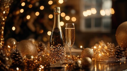 Sparkling Celebration with Champagne and Festive Decor